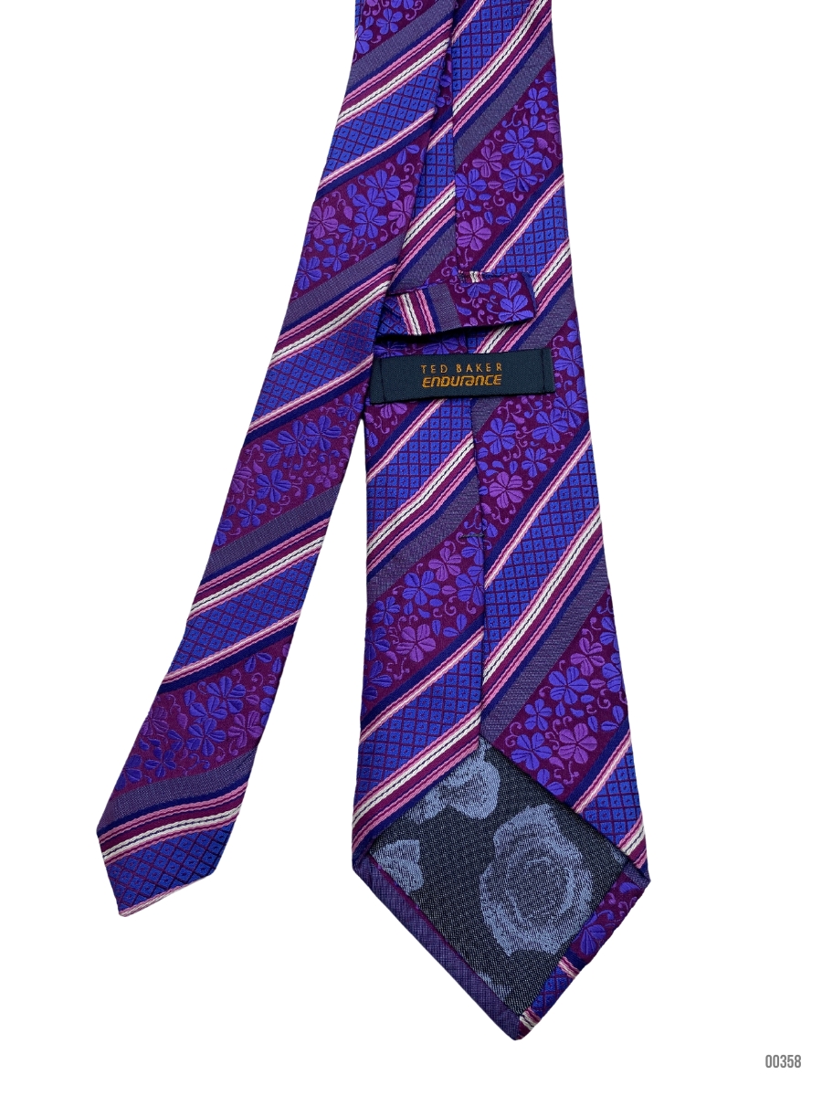 Ted Baker Purple Striped Paisley Woven Men's Tie - NeckTies