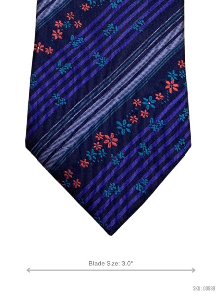 Opulent Floral Pattern with Stripes Mens Tie Marks & Spencer Autograph