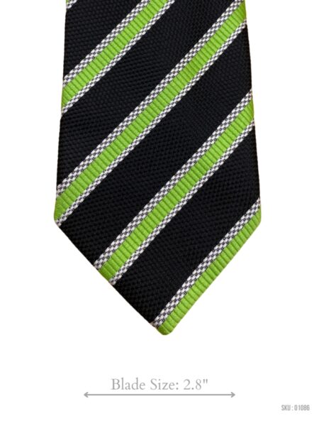 Neon Green Black Premium Stripes Mens Tie by Premier