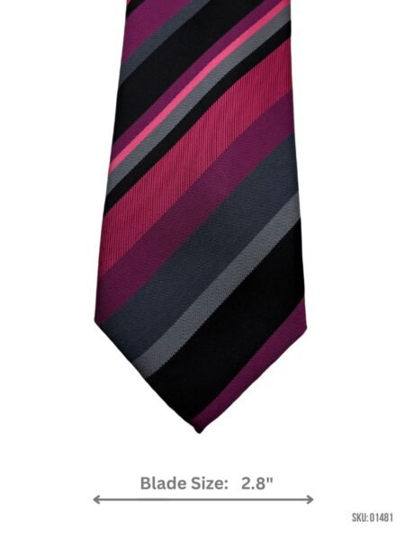 Bold Burgundy and Grey Striped Tie