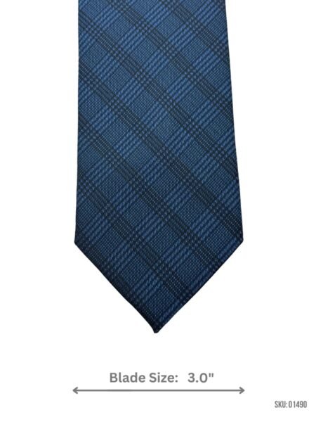 Blue Tie with Plaid Design