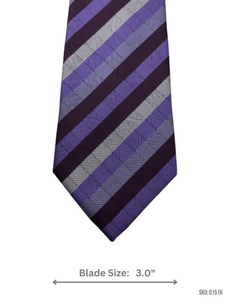 Purple and Gray Checkered Striped Tie