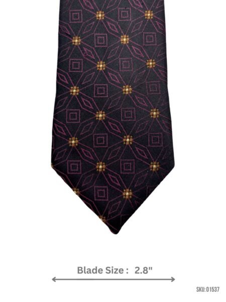 Black Tie with Gold Geometric Pattern