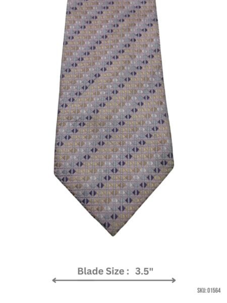 Stylish Gold and Purple Tie with Geometric Striped Pattern