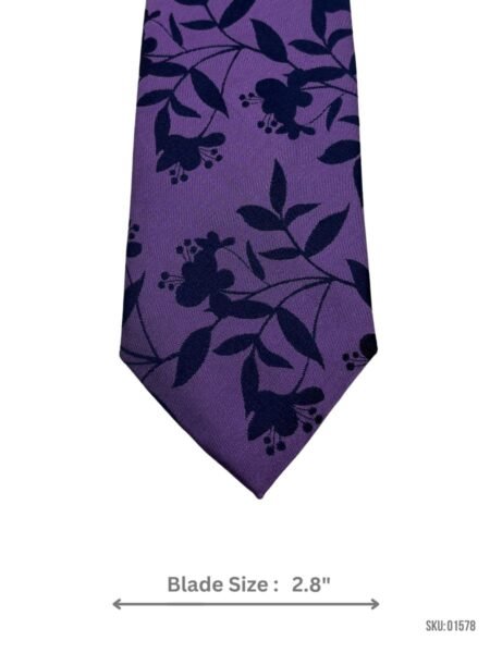 Modern Purple and Black Floral Jacquard Tie