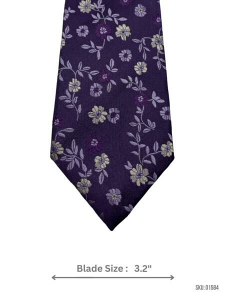Purple Floral Embroidery Tie