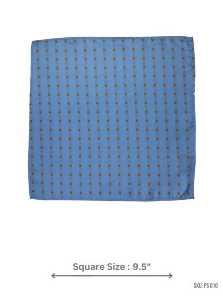 Sky Blue Pocket Square with Gold Polka Dots