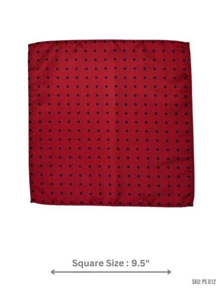 Red Pocket Square with Navy Polka Dots