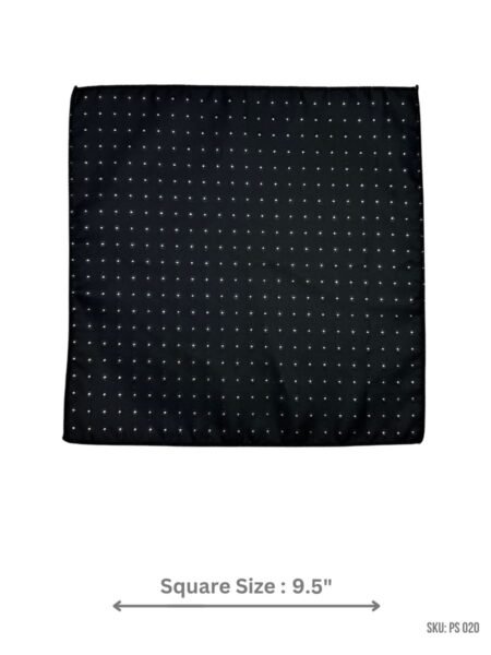Black Pocket Square with Silver Polka Dots