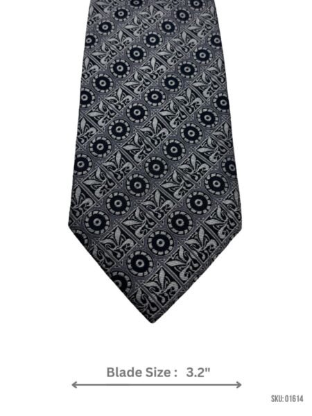 Refined Grey and Black Ornamental Pattern Tie