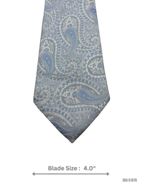 Wide Light Blue Paisley Tie
