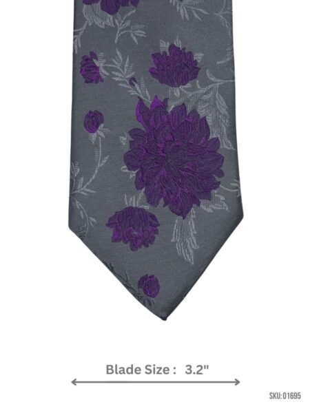 Blue Tie with White Floral Pattern