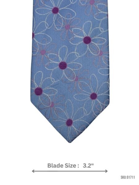 Elegant Light Blue Floral Tie with Purple Accents
