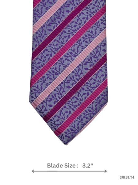 Charming Navy Blue Tie with Delicate Vine Design