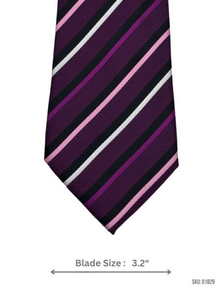 Elegant Purple Tie with Bold Pink Stripes