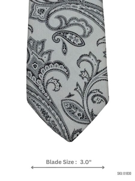 Refined Silver Paisley Tie for Formal Sophistication