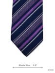Navy Tie with Bold Purple and White Stripes