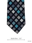 Black Tie with Teal and Gray Checkered Pattern