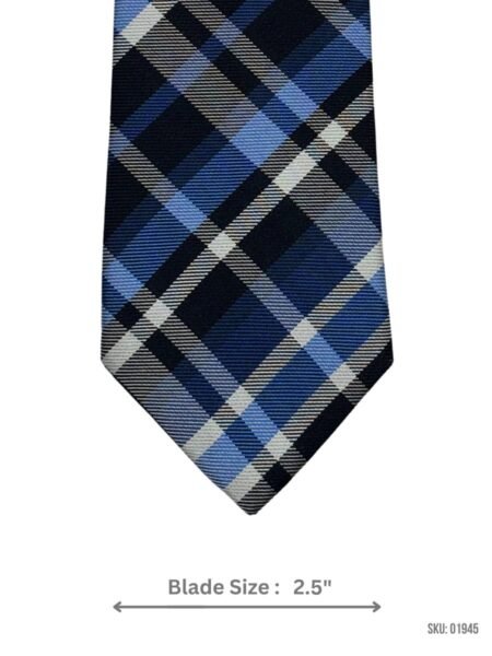 Navy and Light Blue Plaid Tie