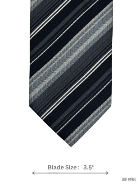 Black Tie with Grey Chevron Stripes