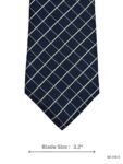 Navy Tie with White Windowpane Pattern