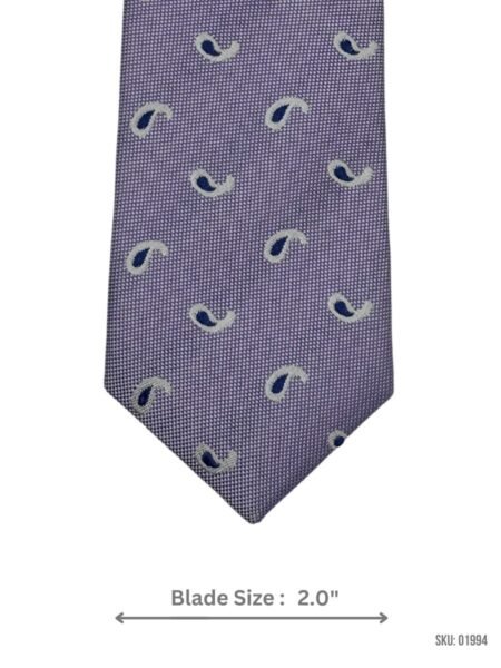 Lavender Tie with Blue Paisley Design