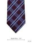 Maroon Tie with Blue Plaid Design