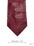 Maroon Tie with White Leaf Print