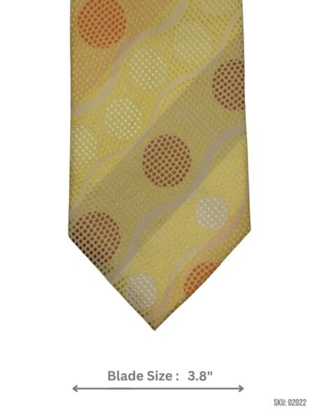 Yellow Tie with Polka Dot and Wave Design