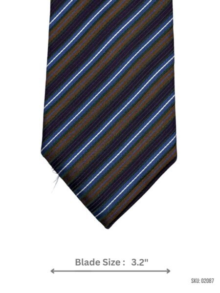 Multicolor Striped Tie in Navy, Brown, and Green