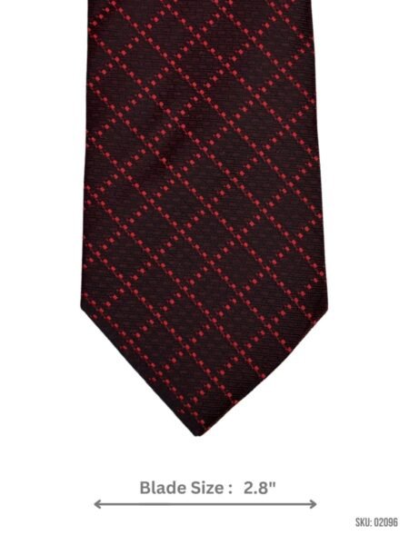 Brown Tie with Red Diamond Check Pattern