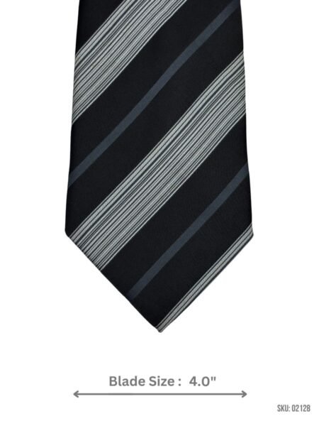 Black Tie with Silver and Gray Stripes