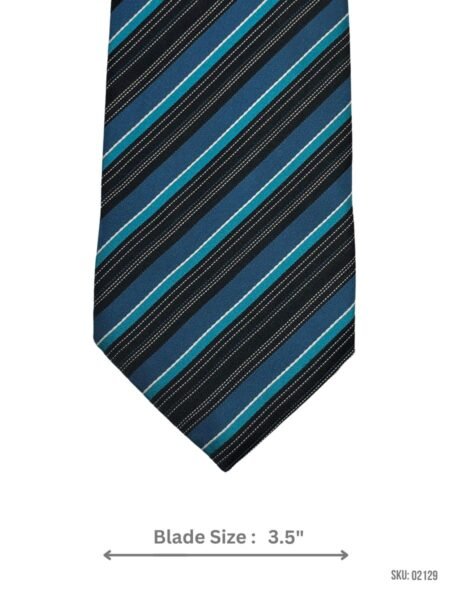 Black Tie with Teal and White Stripes