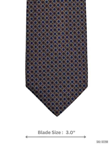 Geometric Pattern Blue and Gold Tie