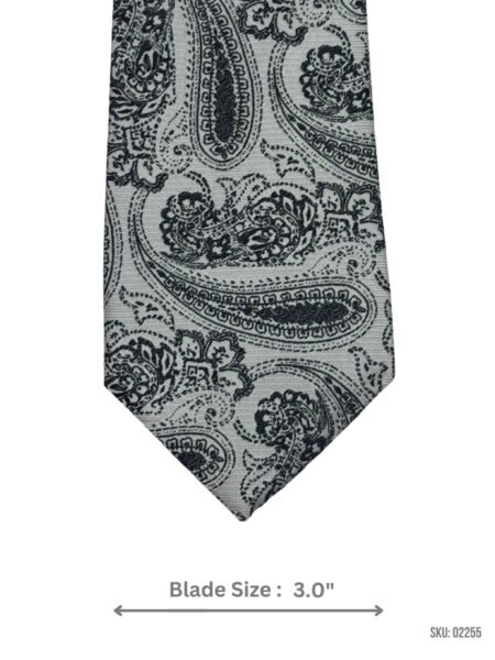 Black and Grey Elegant Paisley Tie