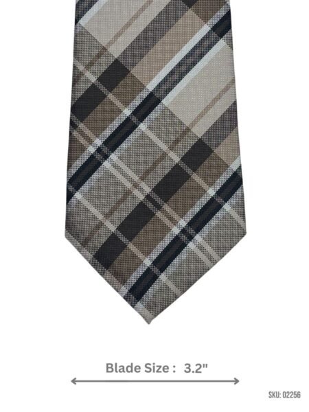 Classic Brown and Beige Plaid Tie