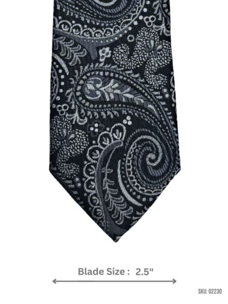 Black Paisley Tie with Silver Accents