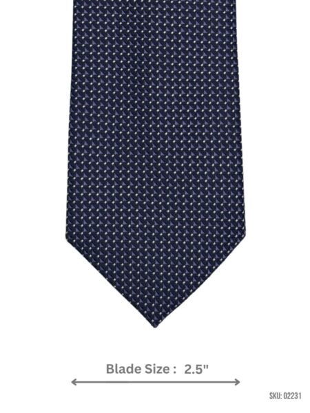 Navy Blue Textured Tie with Small White Pattern