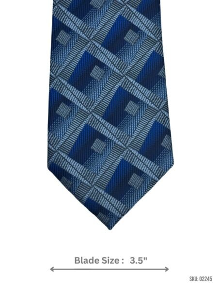 Blue and Silver Plaid Tie