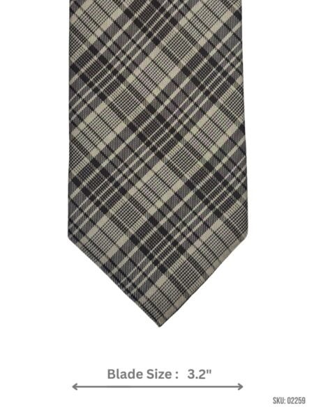 Black and Beige Plaid Tie