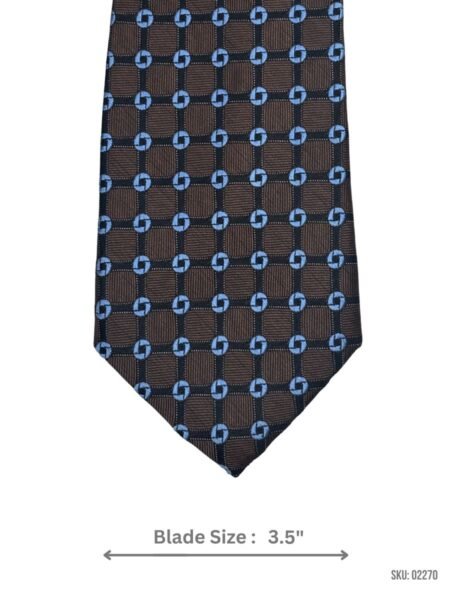 Brown and Blue Geometric Tie