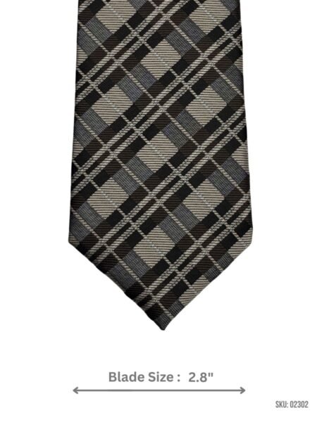 Plaid Green and Black Tie