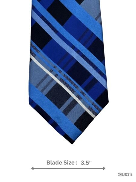 Blue and Navy Plaid Tie with Stripes