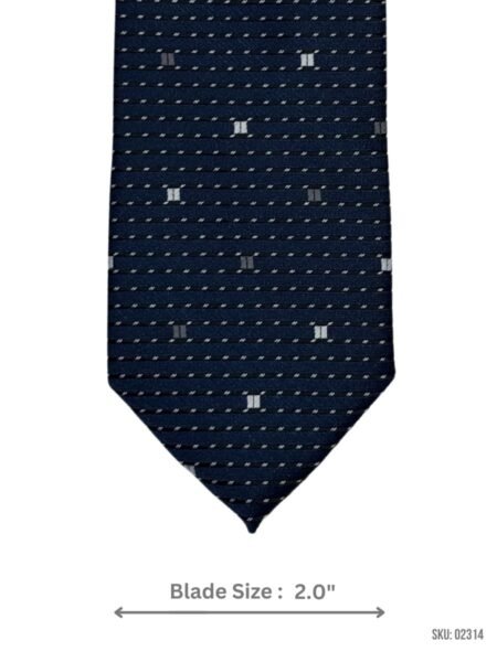 Navy Blue Tie with Geometric Motif