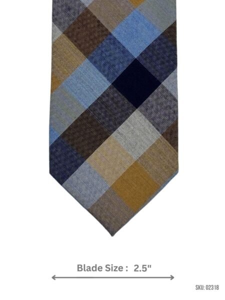 Multi-Color Plaid Tie in Blue, Brown, and Yellow