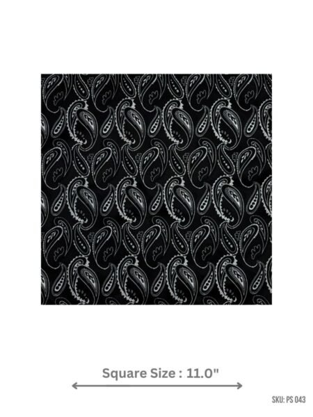 Black and White Paisley Pattern Pocket Square