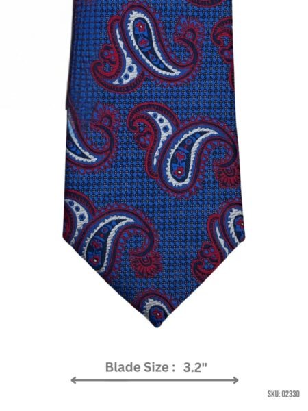 Royal Blue Paisley Tie with Red and White Accents