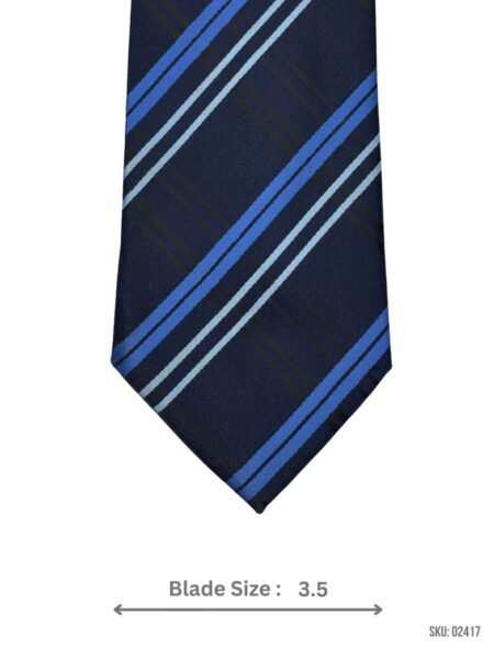 Navy Blue, Gray Plaid Striped Tie