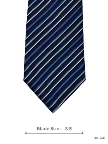 Navy Blue and White Striped Tie