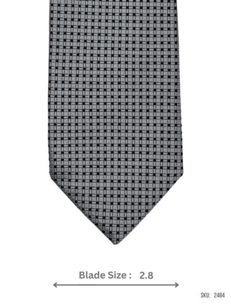 Grey Grid Patterned Tie